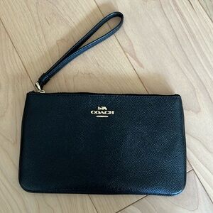 Black Leather Coach Wristlet